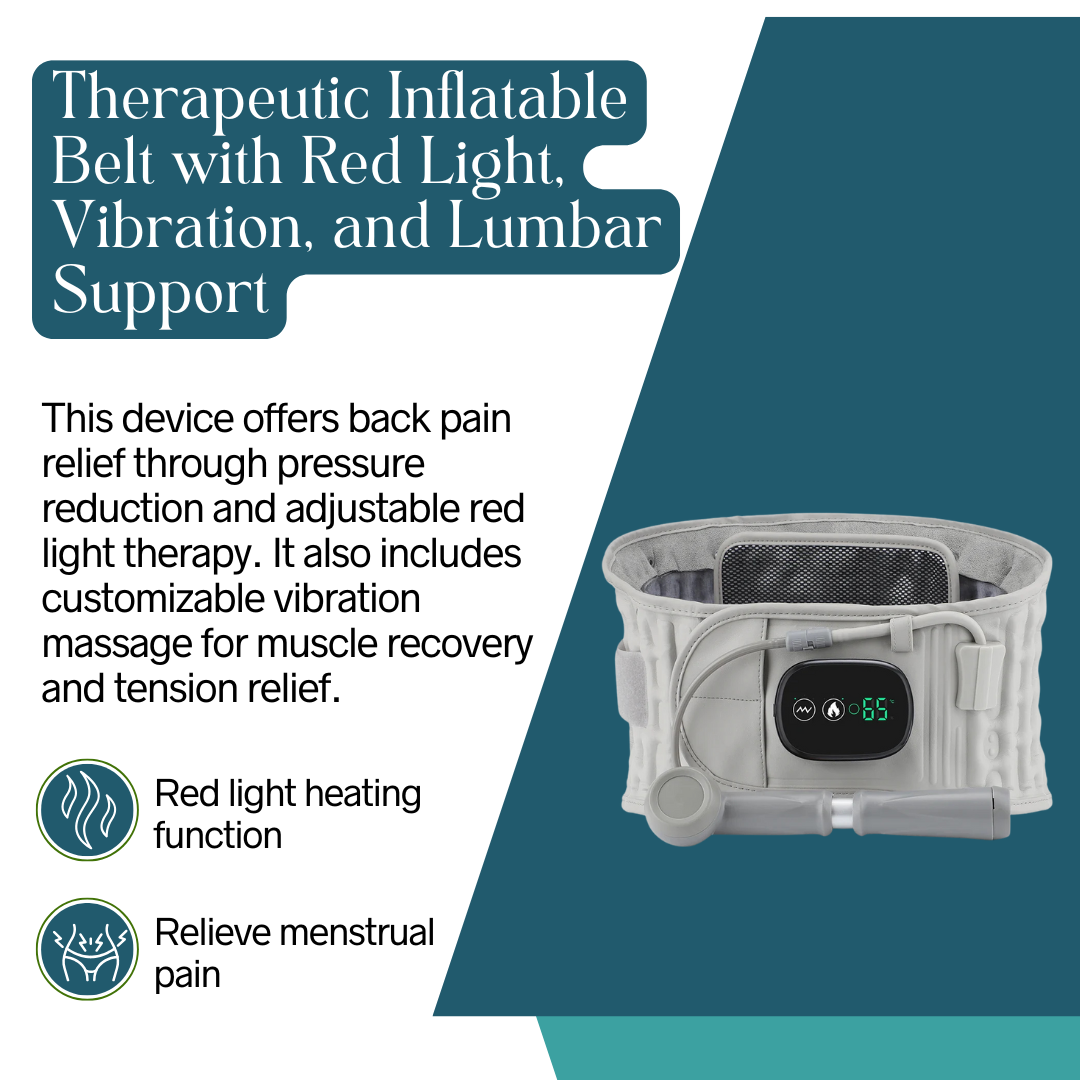 Therapeutic Inflatable Belt with Red Light, Vibration, and Lumbar Support